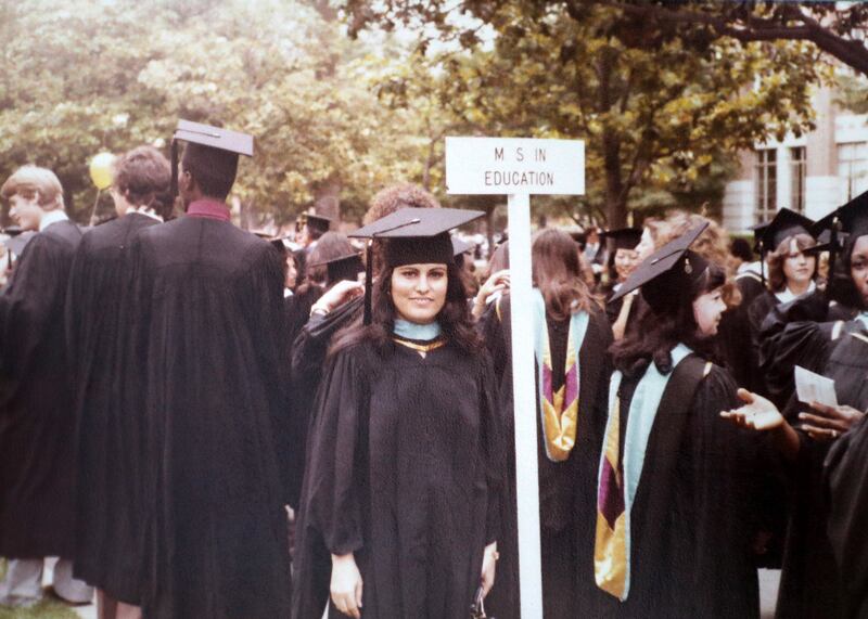 Dr Nora Al Midfa at a graduation ceremony after earning her PhD at the University of Southern California. Photo: Dr Nora Al Midfa