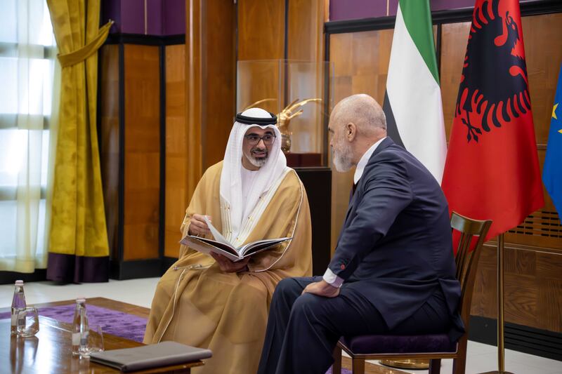 Sheikh Khaled's discussions in Tirana with Prime Minister Edi Rama included expanding the framework for economic co-operation in priority sectors such as energy, infrastructure and tourism