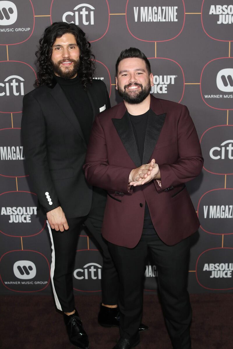 Dan Smyers and Shay Mooney attend the Warner Music Group Pre-Grammy Party, at the Hollywood Athletic Club in Los Angeles, California, on  Thursday, January 23. EPA