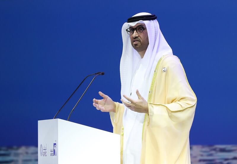 Adnoc and Gail will seek opportunities to broaden their commercial partnership, with a focus on lower carbon energy supplies, according to Dr Sultan Al Jaber, Minister of Industry and Advanced Technology and managing director and group chief executive of Adnoc. Chris Whiteoak / The National