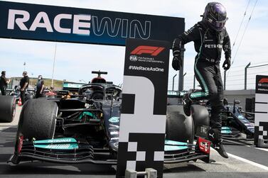 Mercedes driver Lewis Hamilton after winning the Portuguese Grand Prix on Sunday, May 2. PA