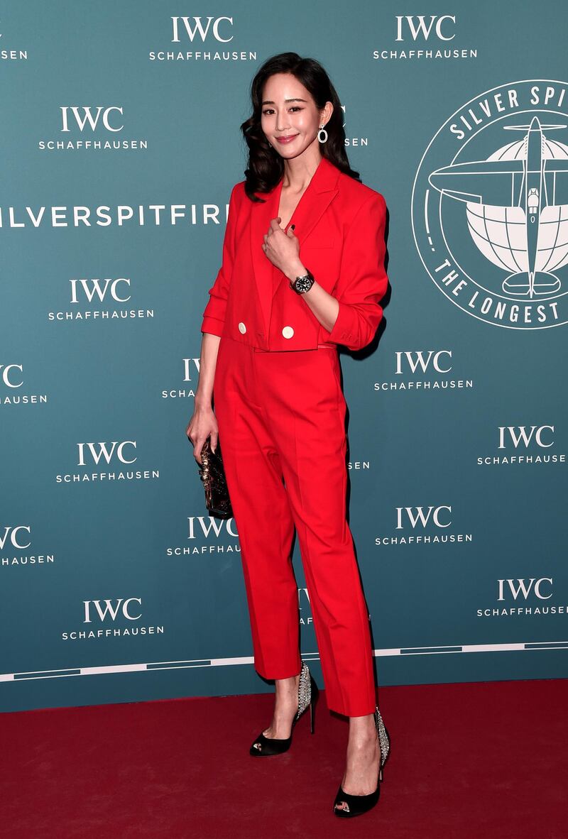 Taiwanese actress Chang Chun-ning in a loosely tailored Aquazzura suit.
