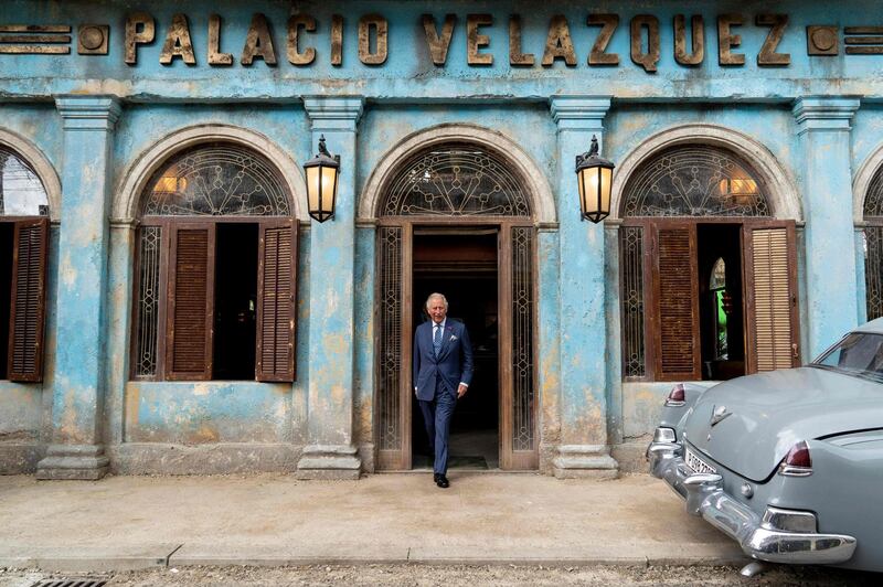 The royal explored the movie's Cuba set, specifically the Palacio Velazquez venue. In March this year the Prince of Wales visited Cuba in a "successful" and "historic" state visit. AFP