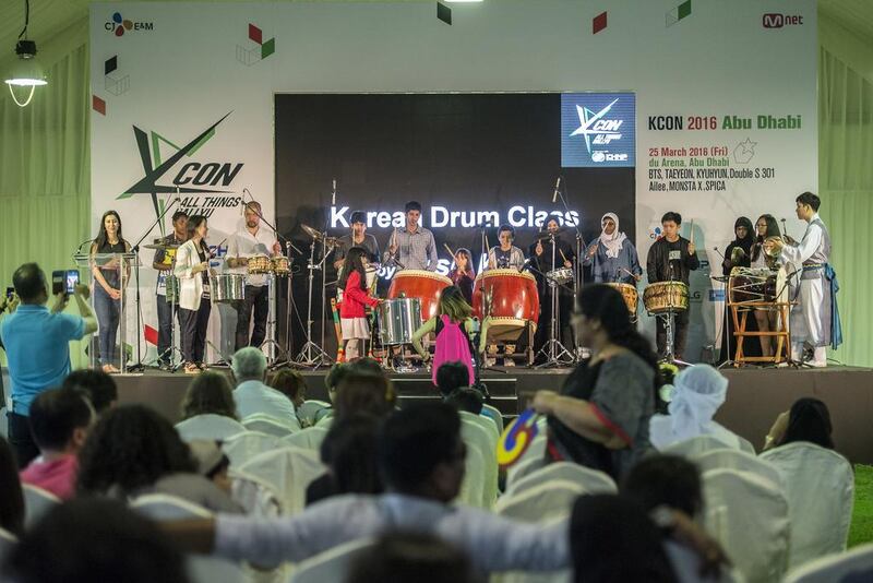 A Korean Drum Class during KCON festival. Vidhyaa for The National