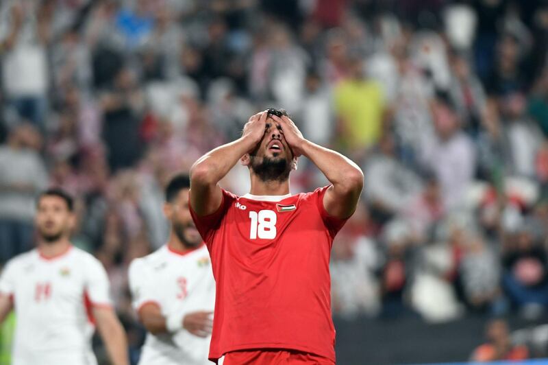 Palestine's Oday Dabbagh reacts after a missed shot. AFP