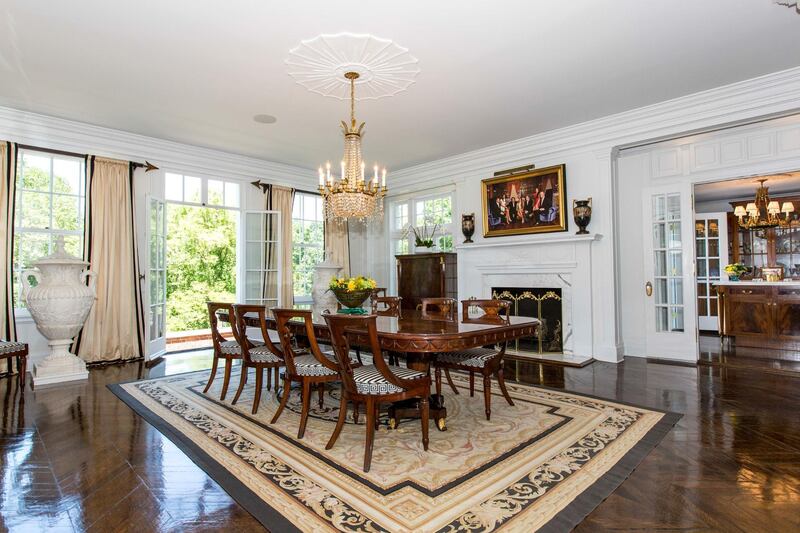 Formal dining room at the 5.4-acre Northway estate in Lattingtown, Nassau County, New York