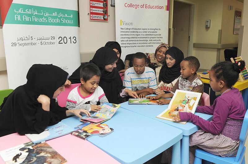 ‘We decided to have some of our female students visit children suffering from cancer at Tawam Hospital, where they could read them age-appropriate stories,’ said Dr Najwa Al Hossani  from UAE University. Courtesy: UAE University