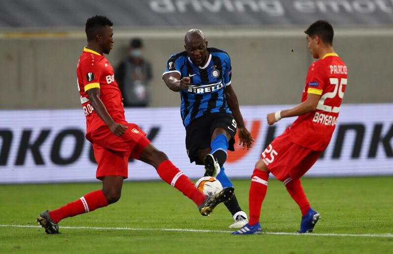 Inter's Romelu Lukaku shoots at goal. EPA