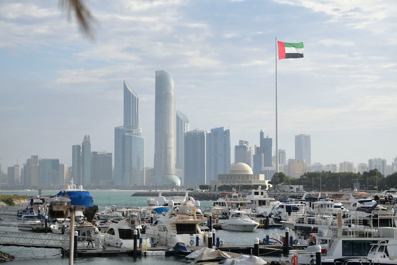 The Abu Dhabi skyline. The UAE launched its industrial strategy Operation 300bn in 2021 to position itself as an industrial centre by 2031. Khushnum Bhandari / The National