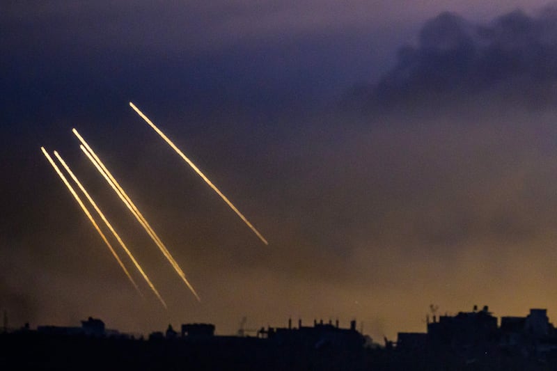 Smoke ammunition fired by Israeli troops near the border with the Gaza Strip, in southern Israel. AFP