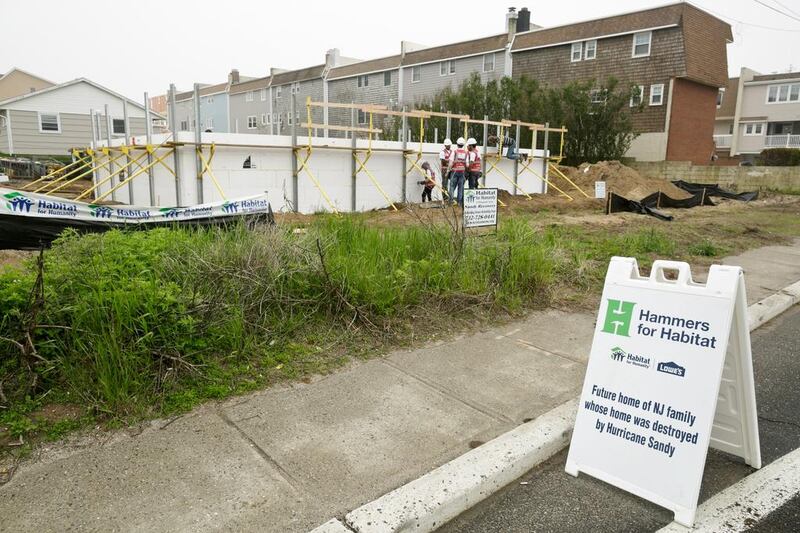 The home in Sea Bright, New Jersey, being built by Emirati volunteers, begins to take shape.