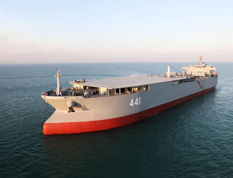 The Makran is a logistics vessel with a helicopter pad.  EPA