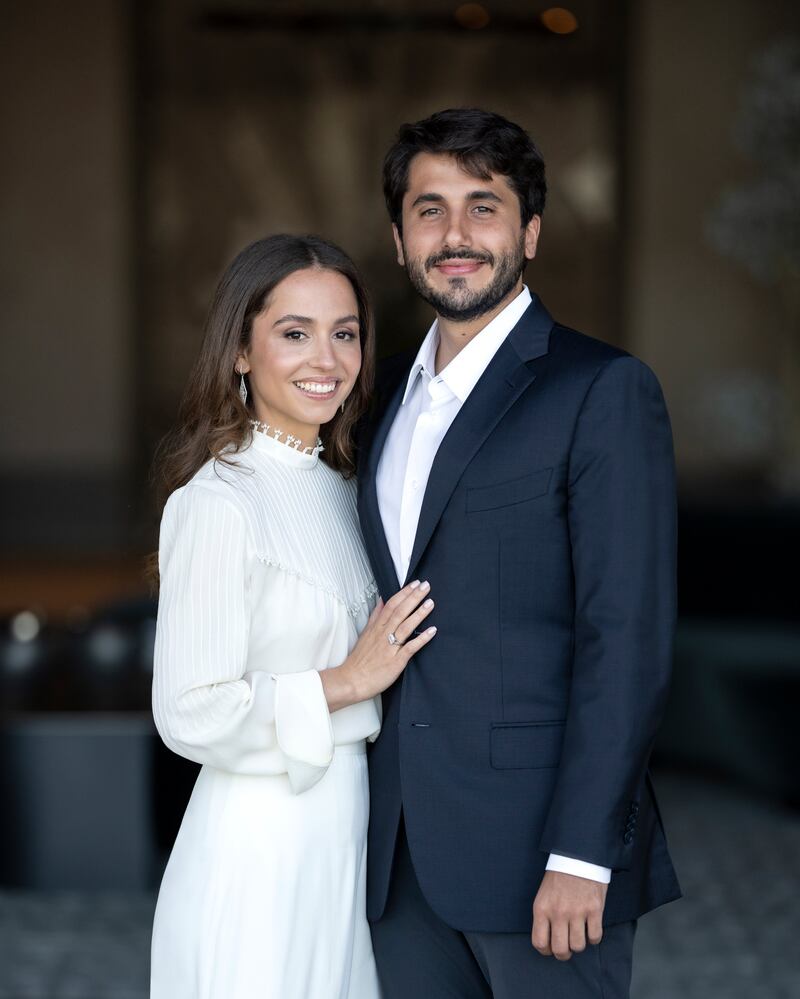Jordan's Princess Iman and Jameel Alexander Thermiotis are engaged. Photo: @RHCJO / Twitter