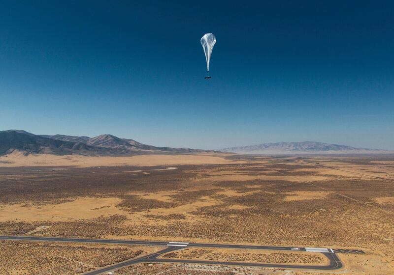 This Wednesday, Oct. 18, 2017 photo provided by Project Loon shows a stratospheric balloon heading for Puerto Pico after its launch from the project site in Winnemucca, Nev. Google's parent Alphabet Inc. said Friday that its stratospheric balloons are now delivering the internet to remote areas of Puerto Rico where cellphone towers were knocked out by Hurricane Maria. Two of the search giant's "Project Loon" balloons are already over the country enabling texts, emails and basic web access to AT&T customers with handsets that use its 4G LTE network. (Project Loon via AP)