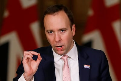 LONDON, ENGLAND - DECEMBER 23: Britain's Health Secretary, Matt Hancock, speaks at a press conference inside 10 Downing Street on further restrictions to be put in place due to the ongoing coronavirus pandemic on December 23, 2020 in London, England. (Photo by Kirsty Wigglesworth - WPA Pool/Getty Images)