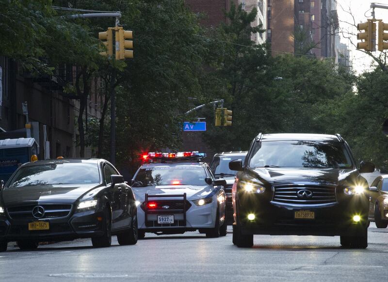 The motorcade carrying Kim Young Chol, Vice Chairman of North Korea, arrives at the Corinthian Condominiums for a meeting with US Secretary of State Mike Pompeo on May 30, 2018 in New York. Kena Betancur / AFP