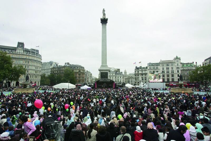 Muslims previously celebrating Eid in London. Reuters