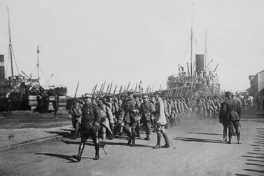 French soldiers arrive in Beirut after the Sykes-Picot Agreement that placed Lebanon under French rule. Keystone-France / Gamma-Keystone via Getty Images.