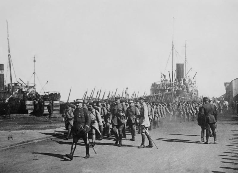 French soldiers arrive in Beirut after the Sykes-Picot Agreement that placed Lebanon under French rule. Keystone-France / Gamma-Keystone via Getty Images.