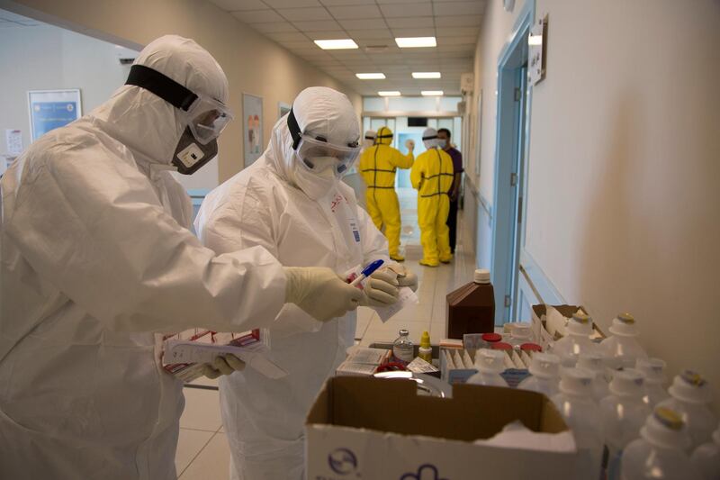 Medical staff in the intensive care in Al Emarat hospital in Erbil, the capital of the Kurdistan Region in Iraq.  EPA