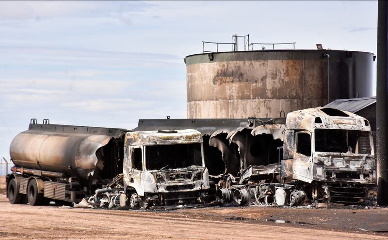 The blaze destroyed six lorries, the mayor said. Reuters