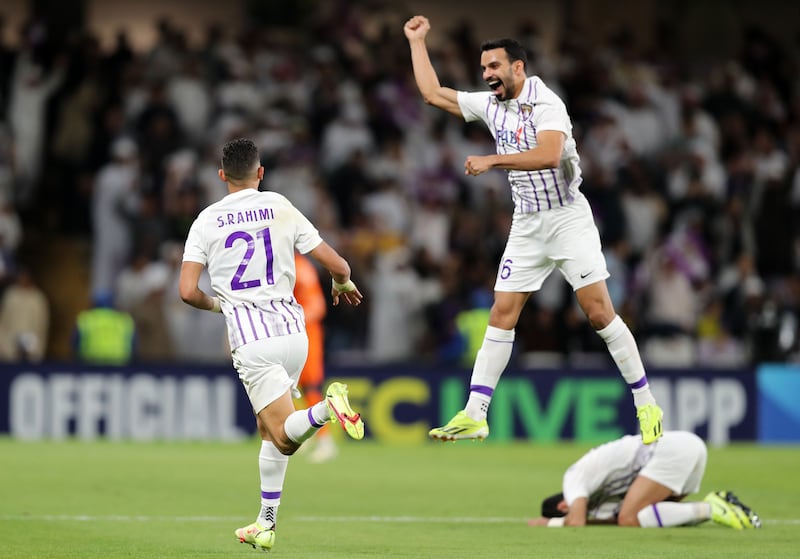 Al Ain's Soufiane Rahimi celebrates after scoring the winner against Al Nassr.