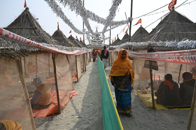 Devotees are staying at a tent city during their visit to the Ram Temple following its inauguration in Ayodhya. Bloomberg