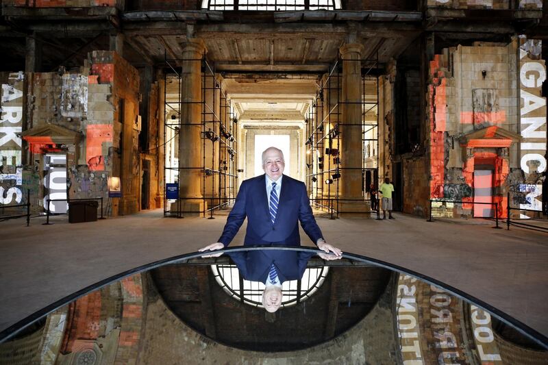 Jim Hackett, president and chief executive officer of Ford Motor Co., stands for a photograph during an event at the Michigan Central Station in the Corktown neighborhood of Detroit, Michigan, U.S., on Tuesday, June 19, 2018. Ford will redevelop the former train depot as part of a new downtown campus for autonomous and electric vehicle businesses. Photographer: Jeff Kowalsky/Bloomberg