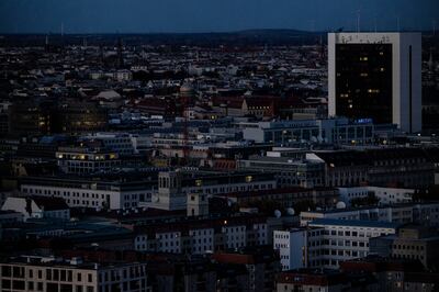 Dimmed lights in Berlin as Germany strives to save energy this winter. Getty 