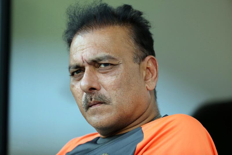 Dubai, United Arab Emirates - September 18, 2018: India's head coach Ravi Shastri during the game between India and Hong Kong in the Asia cup. Tuesday, September 18th, 2018 at Sports City, Dubai. Chris Whiteoak / The National