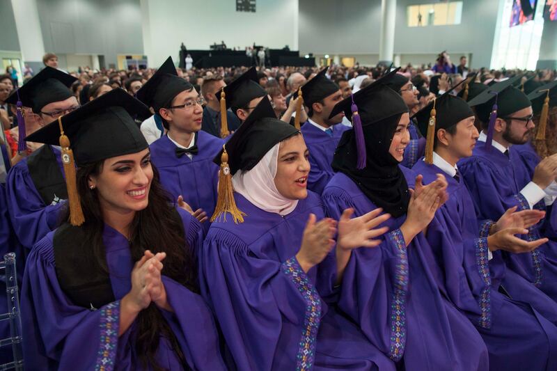 Students graduate from New York University Abu Dhabi (NYUAD). Photo: Tamkeen