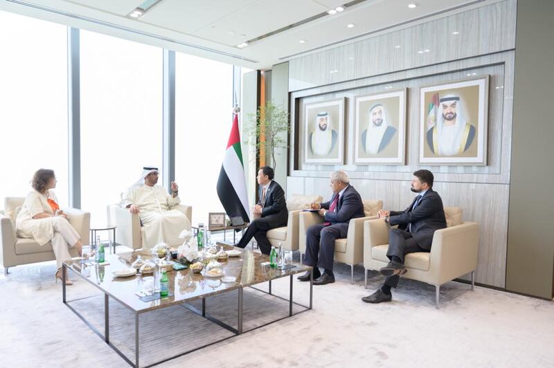 Dr Sultan Al Jaber held discussions with Qu Dongyu on working together to elevate the agriculture, food, and climate agendas. Credit: @COP28_UAE