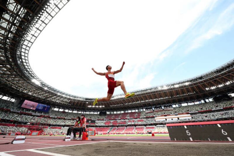 A great leap forward for Changzhou Huang of China in the men's long jump final on day 10 of the Olympic Games in Tokyo.