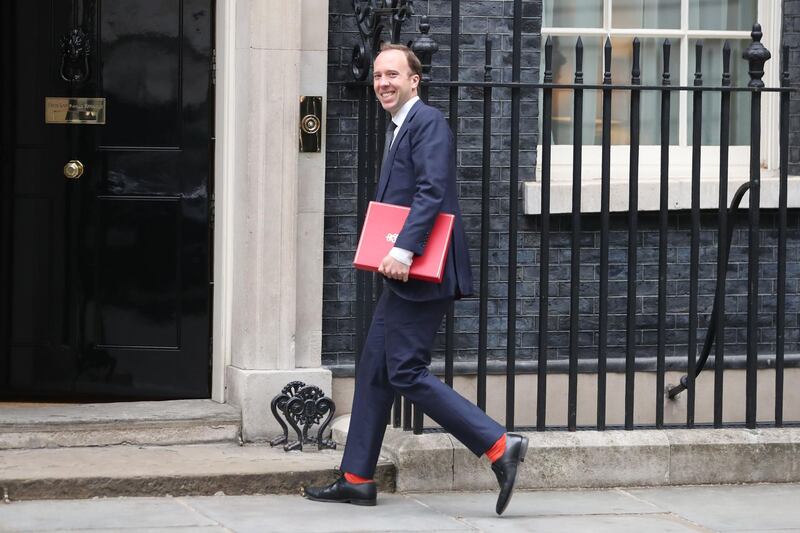 Britain's Culture Secretary Matt Hancock arrives at 10 Downing Street in central London for the weekly cabinet meeting on June 5, 2018.  / AFP / Daniel LEAL-OLIVAS
