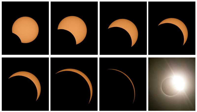 Different phases of the total solar eclipse seen from the La Silla Observatory located in the region of Coquimbo, Chile.  EPA