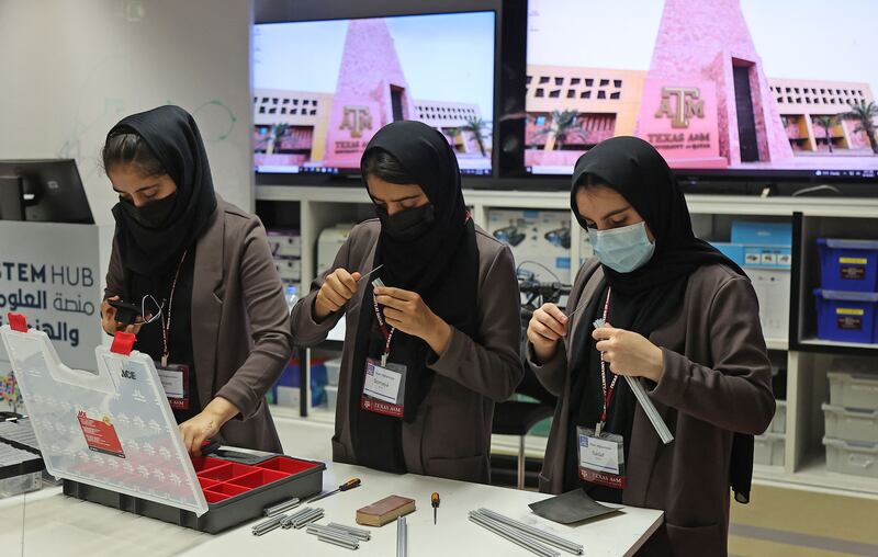 Some of their teammates remain in Afghanistan while others flew to Mexico and the UAE.
But the nine girls in Qatar meet after school to work on their entries for the First Global Challenge robotics competition.