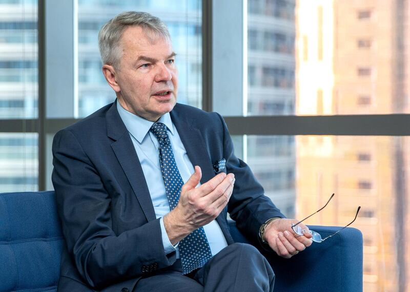 Abu Dhabi, United Arab Emirates, April 6, 2021.  Interviewwith Ministerfor Foreign Affairs of Finland Pekka Haavisto.
Victor Besa/The National
Section:  NA
Reporter:  Ahmed Maher