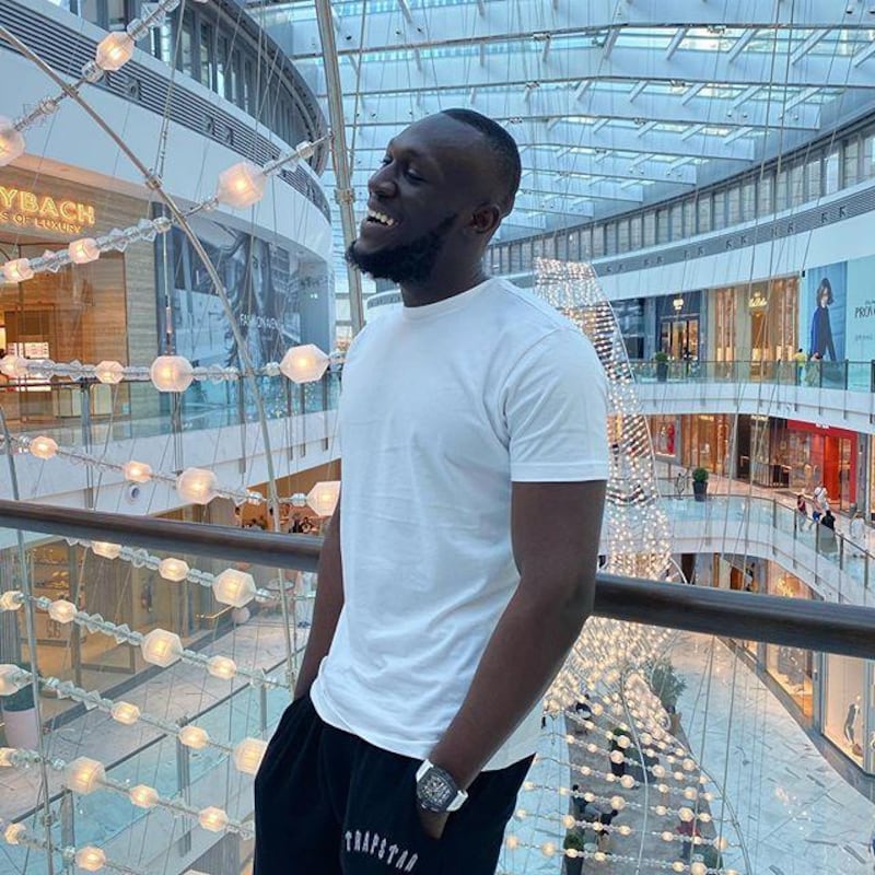 Stormzy at The Dubai Mall, ahead of his RedFestDXB gig on Friday, February 7. Instagram / Stormzy 