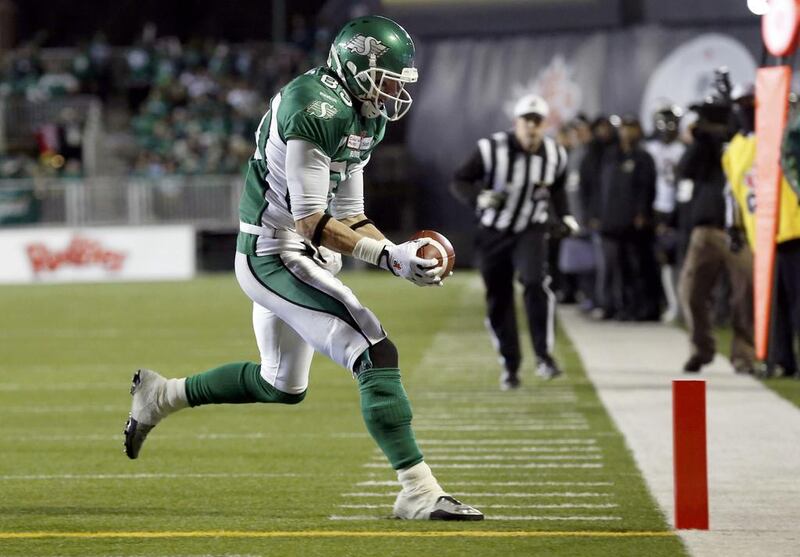 The Saskatchewan Roughriders Chris Getzlaf makes a reception. Mark Blinch / Reuters