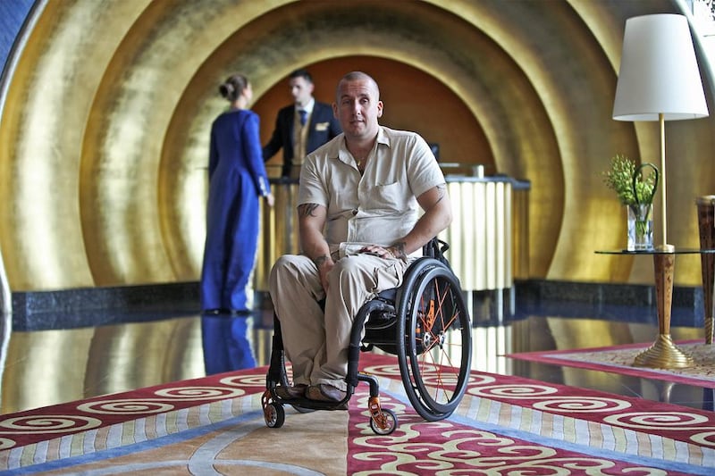 James Price, of www.accessallrooms.com, is reviewing the Burj Al Arab, as well as other popular hotels in the UAE, for the website, which looks at how disabled-friendly places are. Lee Hoagland / The National 