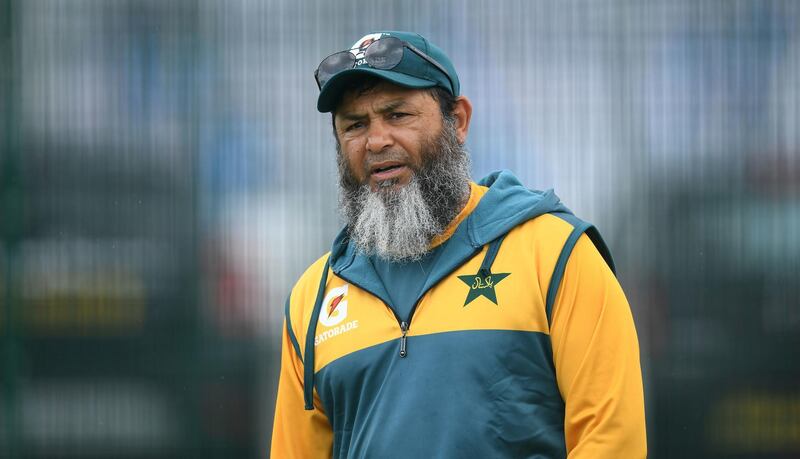 Pakistan spin coach Mushtaq Ahmed looks on during a nets session at Old Trafford. PA
