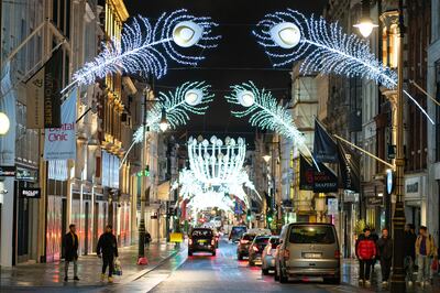 Christmas lights were also erected on the New Bond Street shopping area in central London. PA