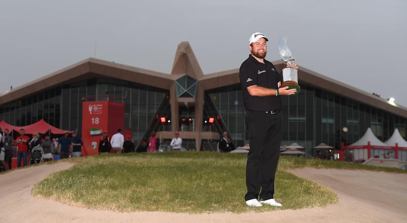 ABU DHABI, UNITED ARAB EMIRATES - JANUARY 19: Shane Lowry of Ireland celebrates with the winners trophy after the final round of the Abu Dhabi HSBC Golf Championship at Abu Dhabi Golf Club on January 19, 2019 in Abu Dhabi, United Arab Emirates. (Photo by Ross Kinnaird/Getty Images)