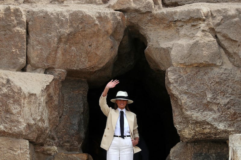 US First Lady Melania Trump tours the pyramids of Egypt in Cairo. Reuters