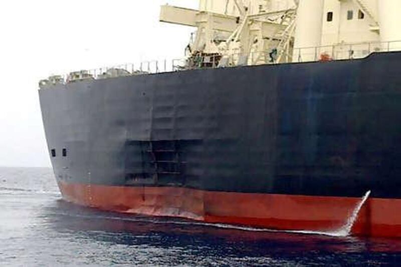 The damaged tanker M. Star.