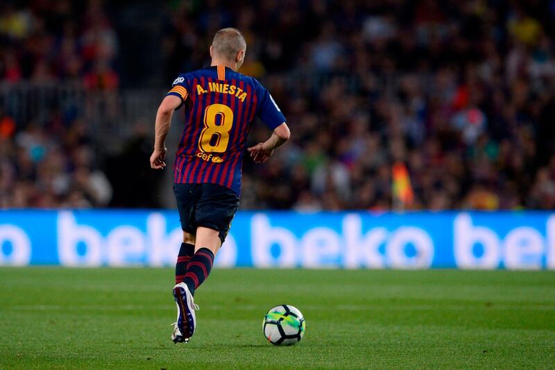 Barcelona's Andres Iniesta controls the ball during the match. Josep Lago / AFP