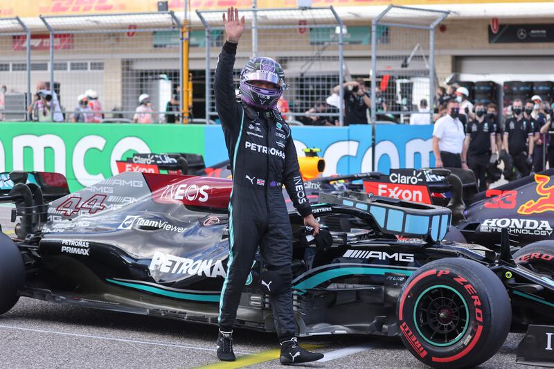 Mercedes' Lewis Hamilton after qualifying in second position for the US Grand Prix in Austin., Reuters