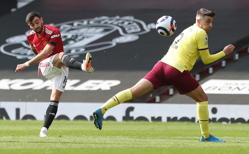 Centre midfield: Bruno Fernandes (Manchester United) – Partly for a lovely dummy for Greenwood’s first goal against Burnley, though he also played a part in United’s late third. AP Photo