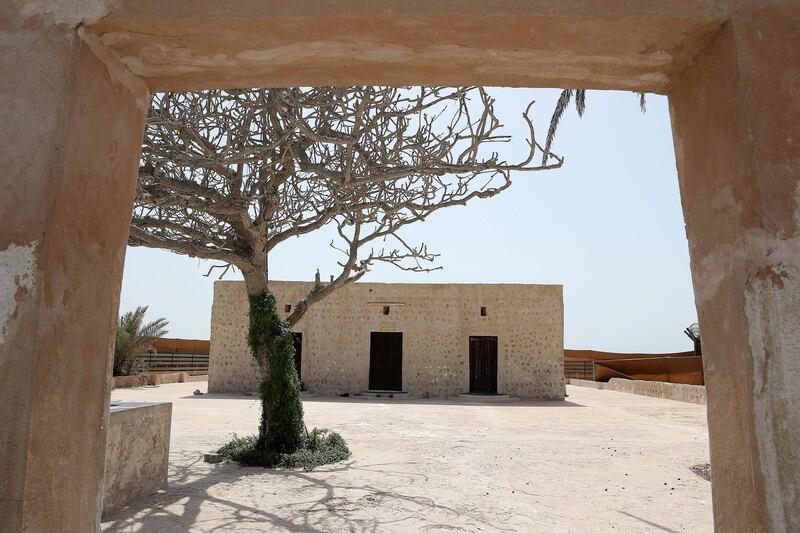 SHARJAH , UNITED ARAB EMIRATES , MAY 23 – 2018 :- Outside view of the Al Aqroubi mosque in Al Khan area in Sharjah.  ( Pawan Singh / The National )  For News. Story by Salam Al Amir