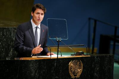 Canadian Prime Minister, Justin Trudeau, addresses the 72nd United Nations General Assembly at U.N. headquarters in New York, U.S., September 21, 2017. REUTERS/Eduardo Munoz